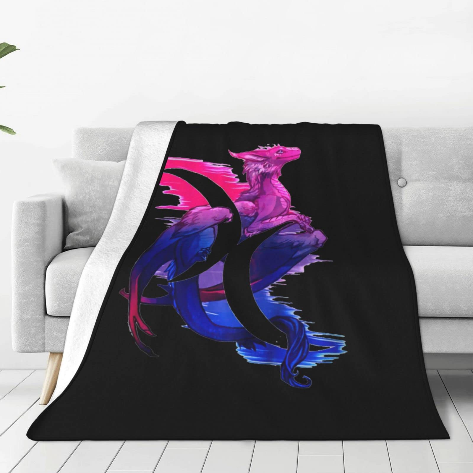 Bisexual Pride Dragon Fleece Throw Blanket - Wearable Cozy Flannel Cloak, Soft Plush Comforter for King Size Bed, Nursery & Bedroom - Perfect for Snuggling, Air Conditioning & Winter Warmth
