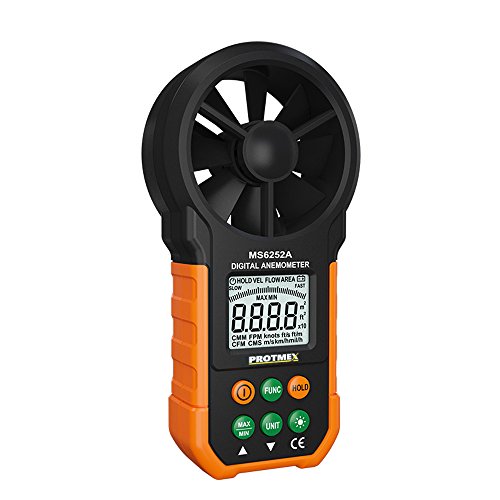 MS6252A Digital Anemometer - Handheld Wind Speed Meter for Measuring Air Velocity, Air Flow & Volume with Backlight - Perfect for HVAC, Industrial, Outdoor & Home Use