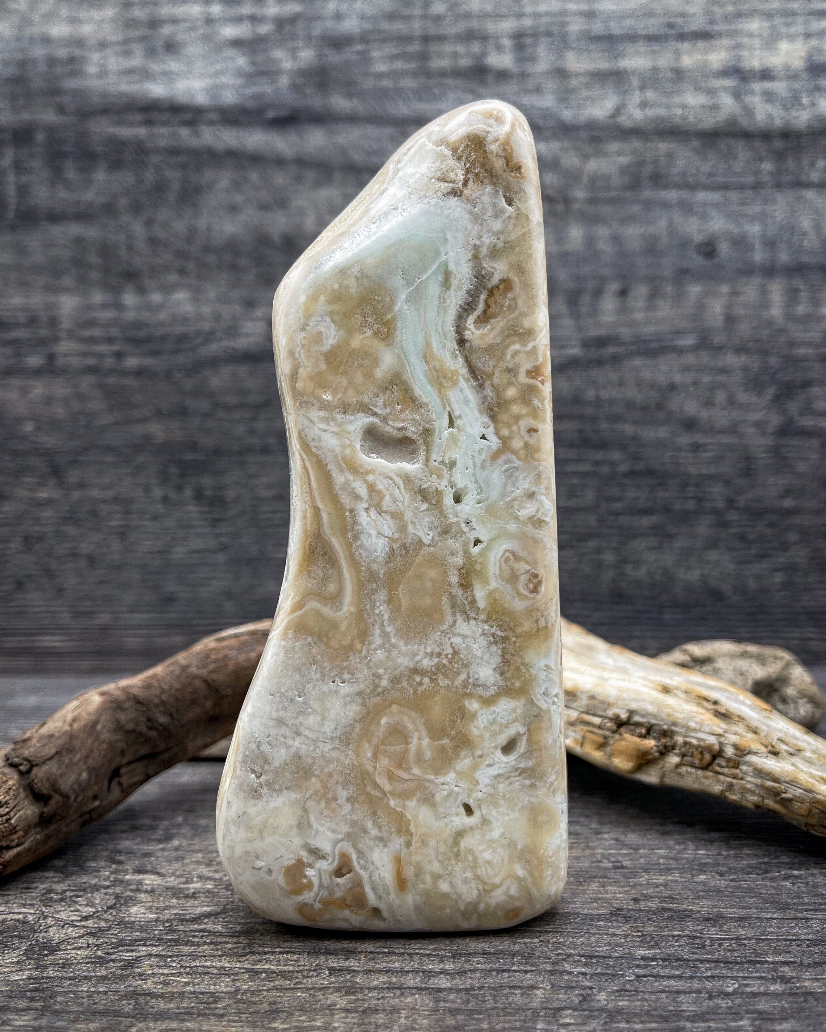 Natural Caribbean Calcite Freeform Stone - 369g Raw Healing Crystal for Meditation, Reiki, and Home Decor