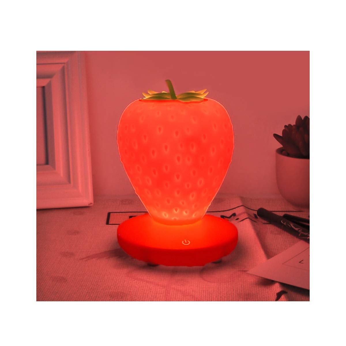 SCCS 2 LED Table Lamp - Creative Strawberry Night Light with USB Charging, Dimmable Bedside Lamp for Bedroom, Nursery & Home Decor (Perfect Gift for Kids & Girls)
