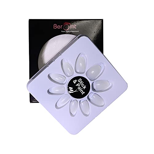 Beromt 50Pcs Short Oval Acrylic Fake Nails - White False Nails for Manicure & Nail Extension | Natural-Looking Press-On Nails for Daily Wear, Parties & Special Occasions