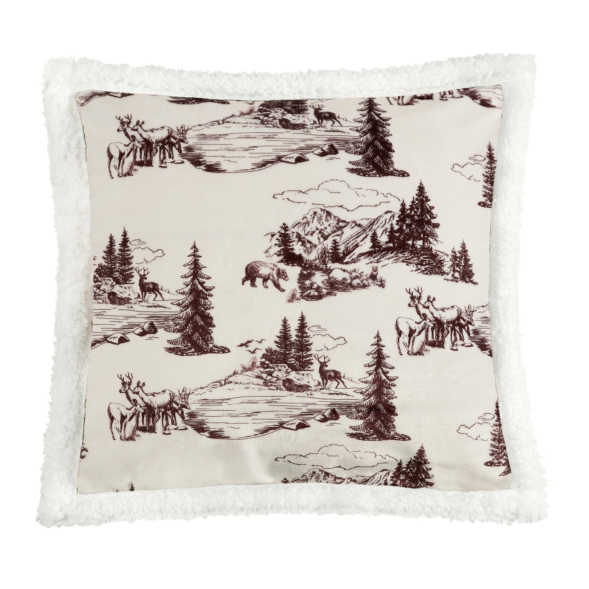 Cozy White Pine Campfire Sherpa Pillow - Soft Flannel & Fleece Throw Pillow for Cabin, RV, Camping & Home Decor - Perfect for Living Room, Bedroom & Outdoor Adventures