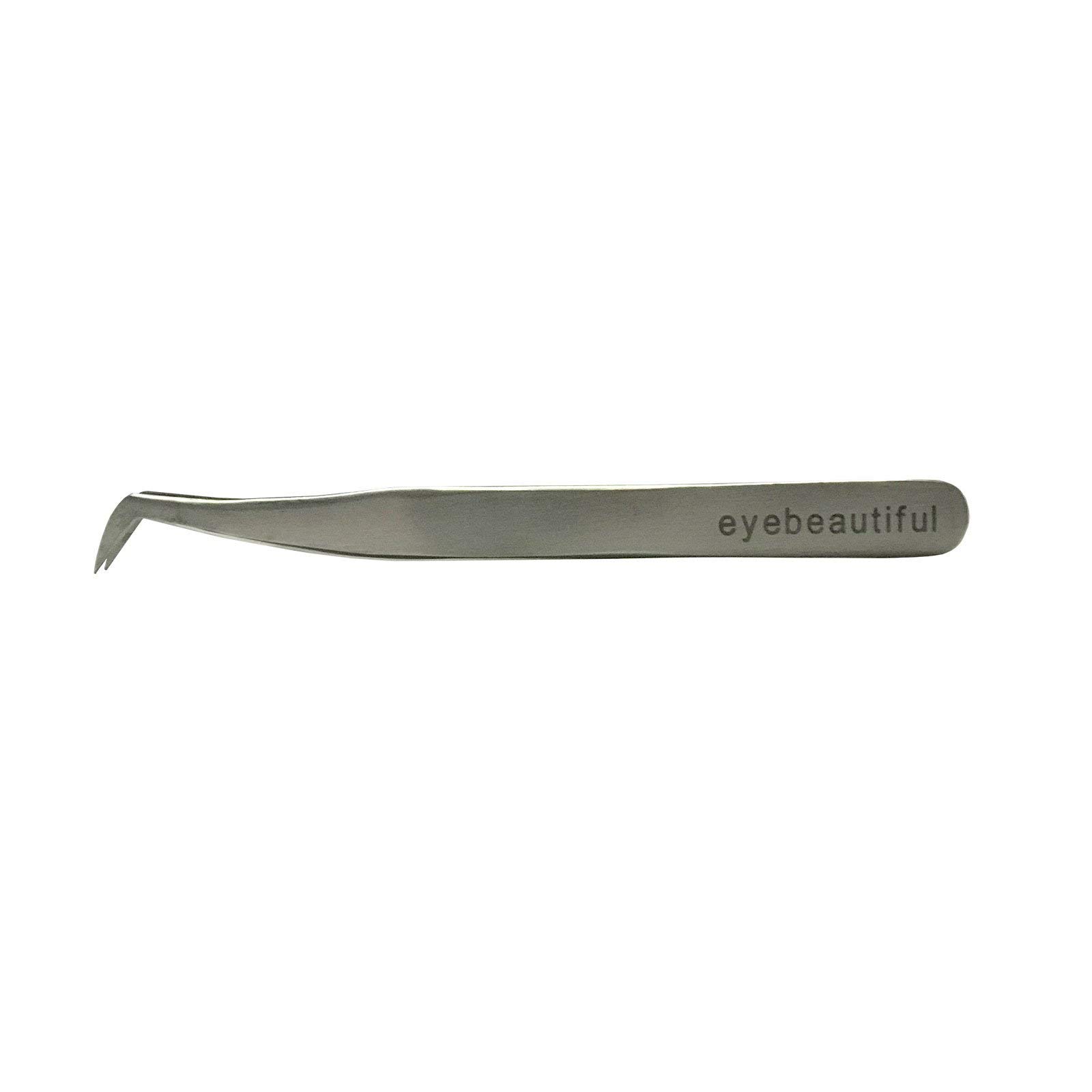 Professional Curved V-Type Tweezers for Volume Eyelash Extensions - Eyebeautiful Precision Tool for Salon & Home Use