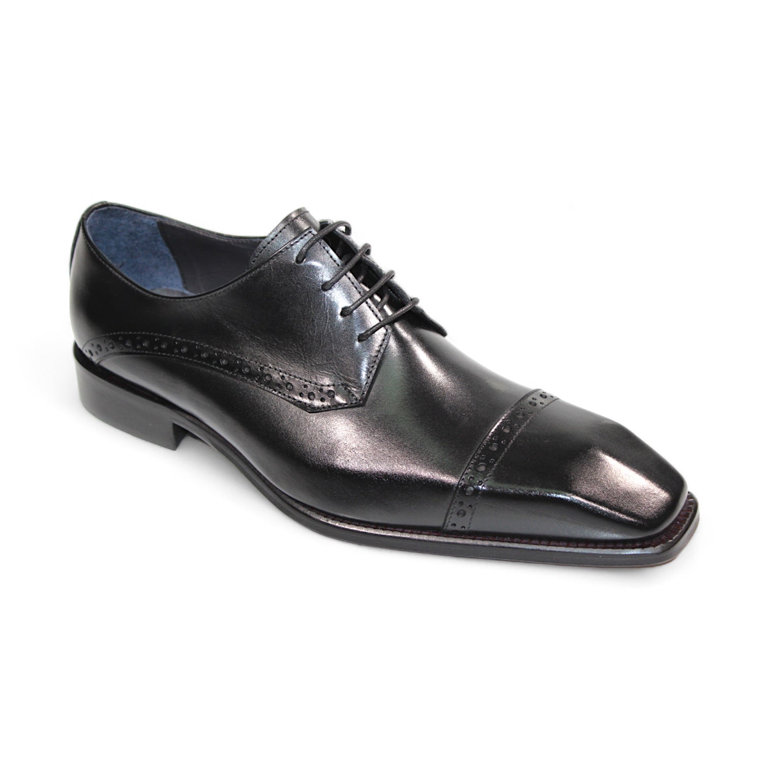 Duca Di Matiste Lombardi Black Leather Dress Shoes for Men - Formal Business & Wedding Oxfords - Premium Italian Handcrafted Loafers