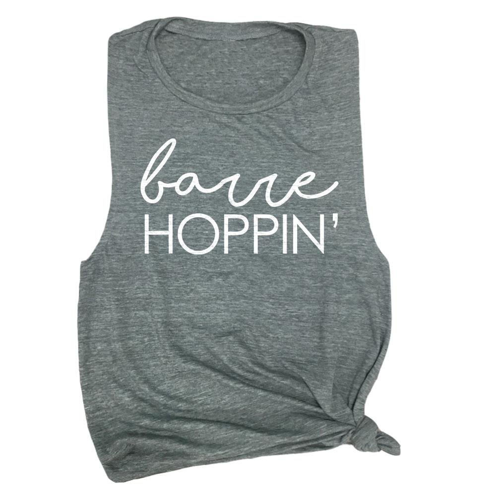 Funny Workout Muscle Tee Shirt - Spunky Pineapple Barre Hoppin' Graphic Tank Top for Women | Gym, Yoga & Fitness Apparel