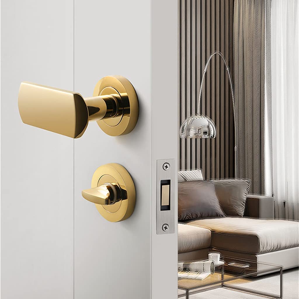 Stainless Steel Gate Latches & Door Knob Set - Bathroom Handle Lock with Key for Home Security - Single Side Privacy Lock for Bedroom, Bathroom, and Interior Doors