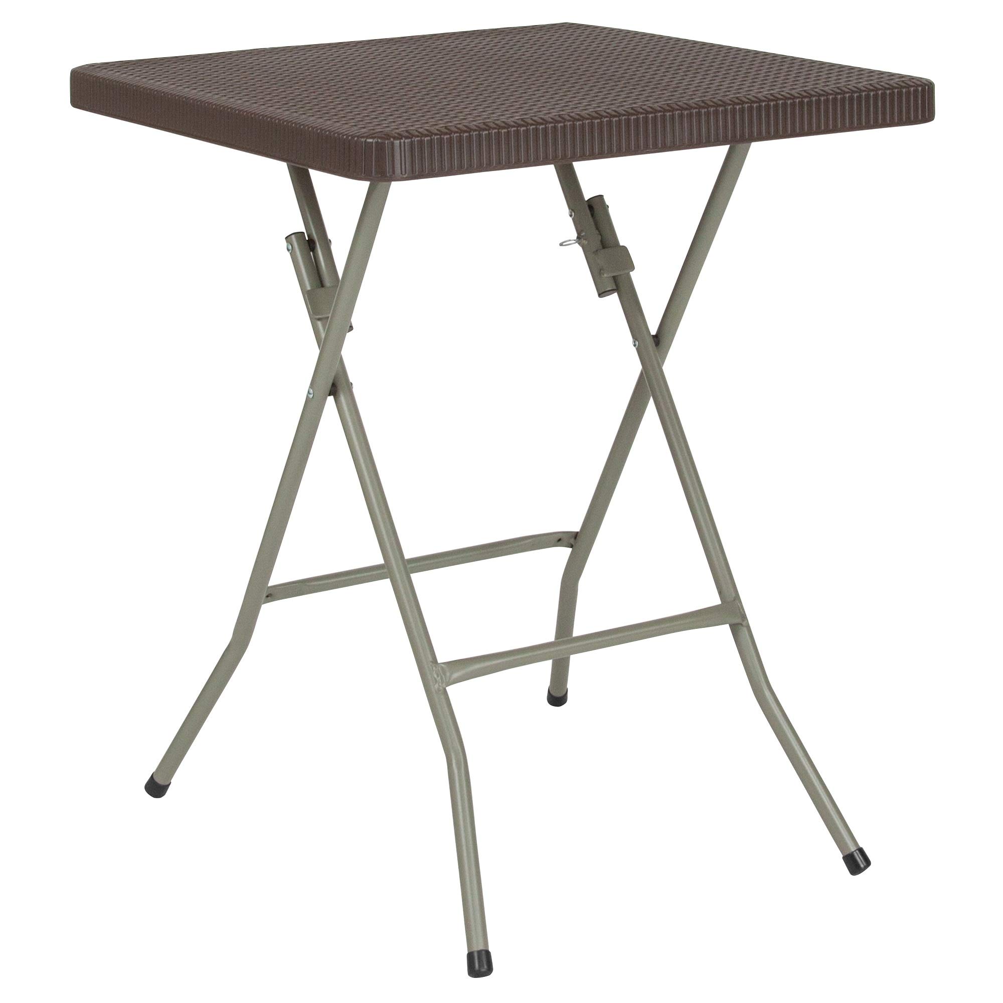 F&F Furniture Group 29 Inch Brown Square Modern Outdoor Patio Folding Table - Perfect for Backyard, Garden, and Camping Use