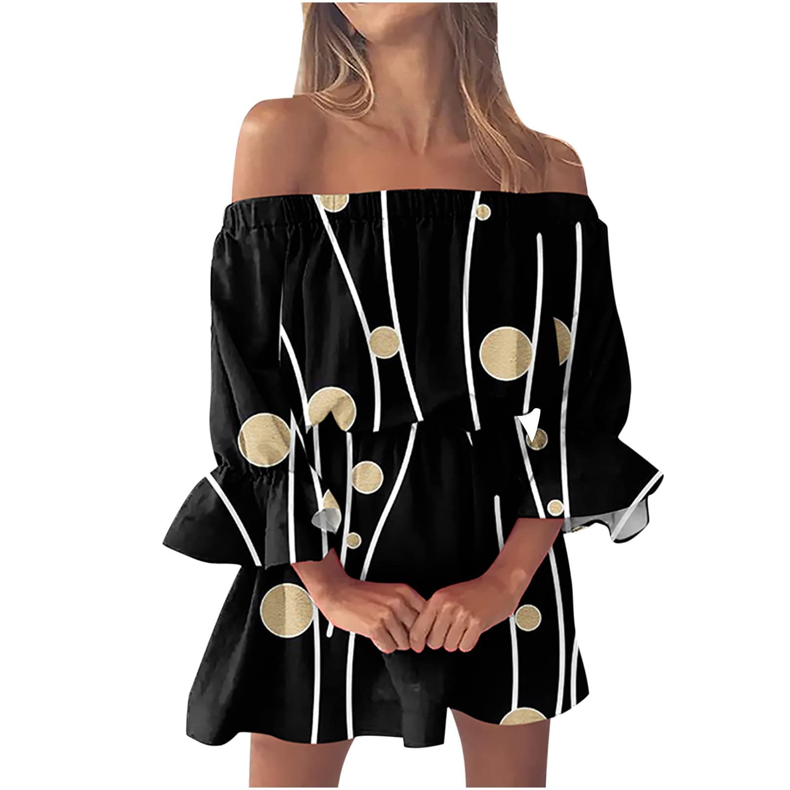 ONHUON Women's Summer Dresses - Casual Spaghetti Strap Tiered Swing Dress with Flowy Cover Up | Perfect for Beach Vacation, Pool Party & Summer Outings