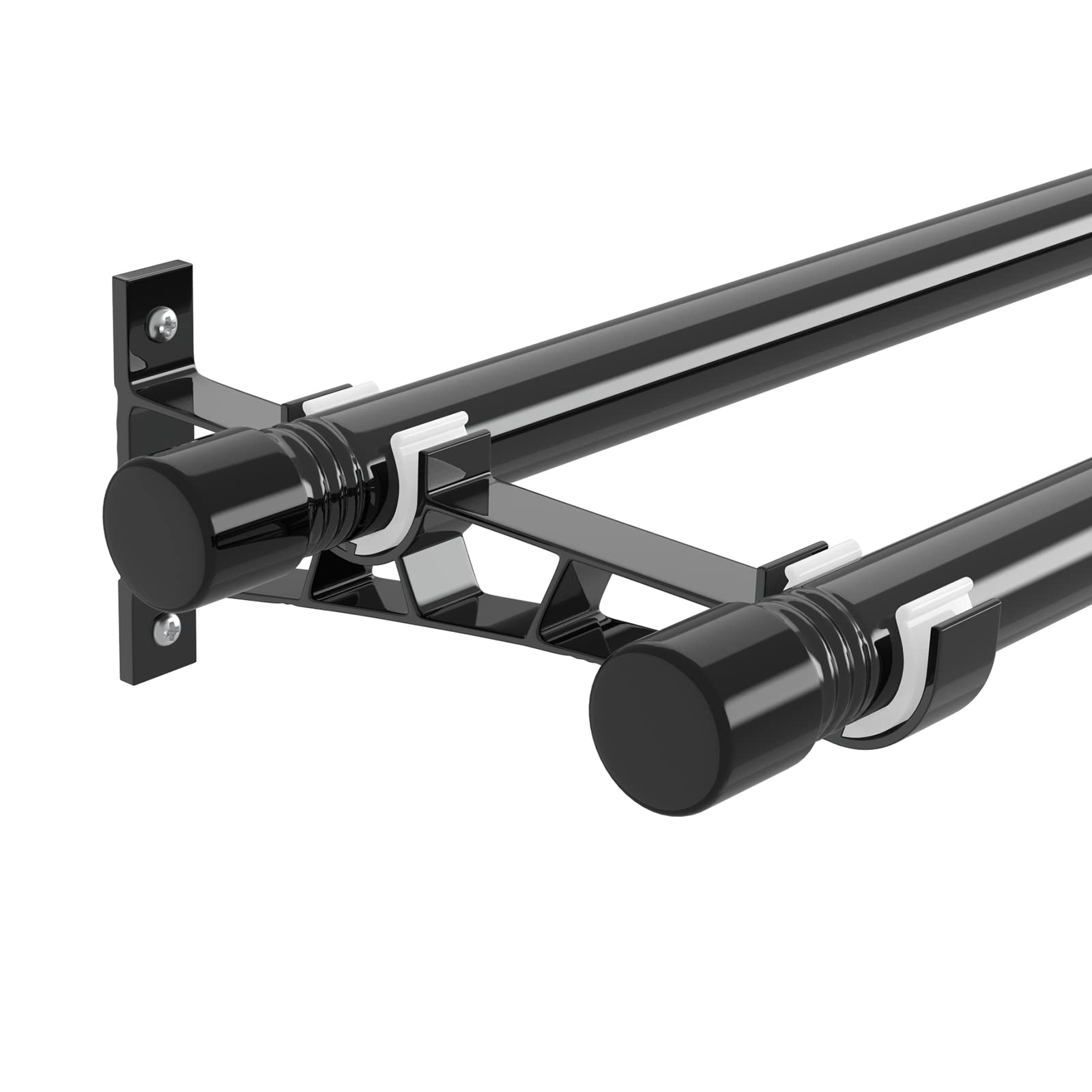 YeYeBest Adjustable Double Curtain Rods 30-185 Inches, Heavy Duty Metal Extendable Drapery Rod Set for Windows - Black | Perfect for Living Room, Bedroom & Home Decor