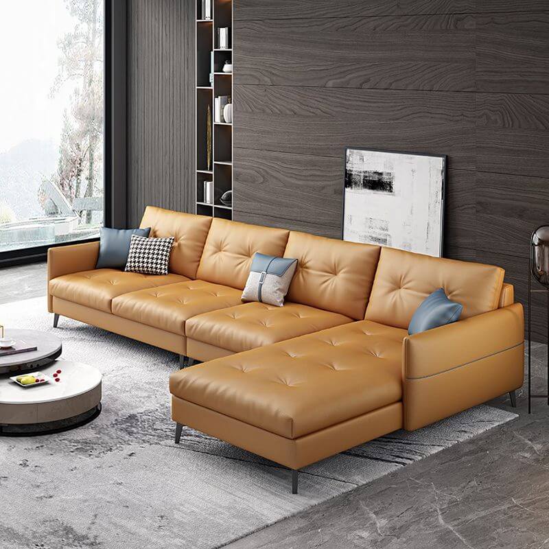 Premium Stain-Resistant Sectional Sofa with Tufted Split Back - Perfect for Living Room, Lounge & Family Gatherings