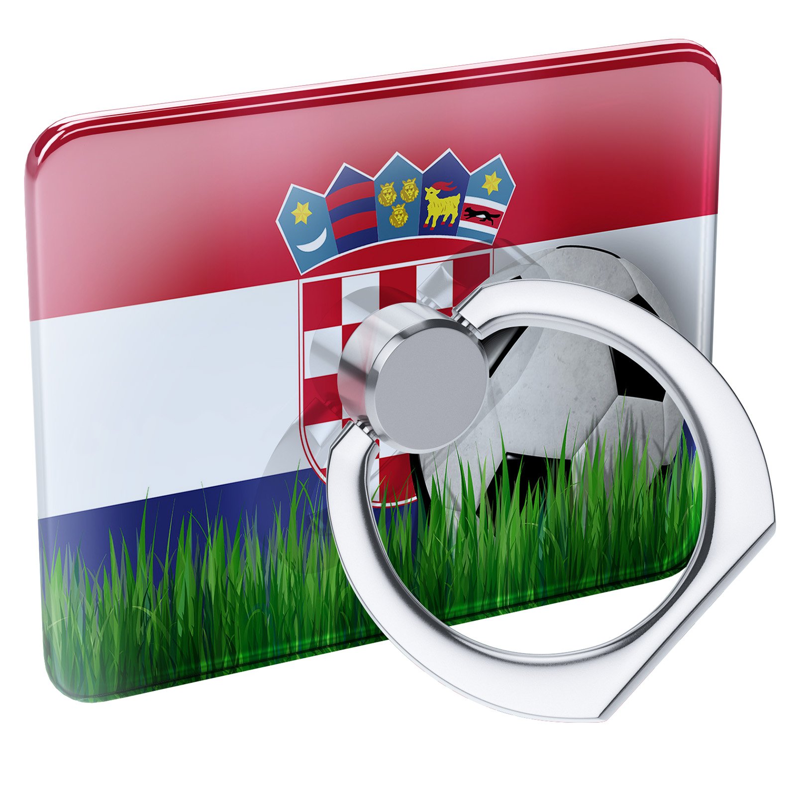 Cell Phone Ring Holder with Collapsible Grip & Stand - Croatia Soccer Team Flag Design, Perfect for Fans, Travel, and Hands-Free Viewing