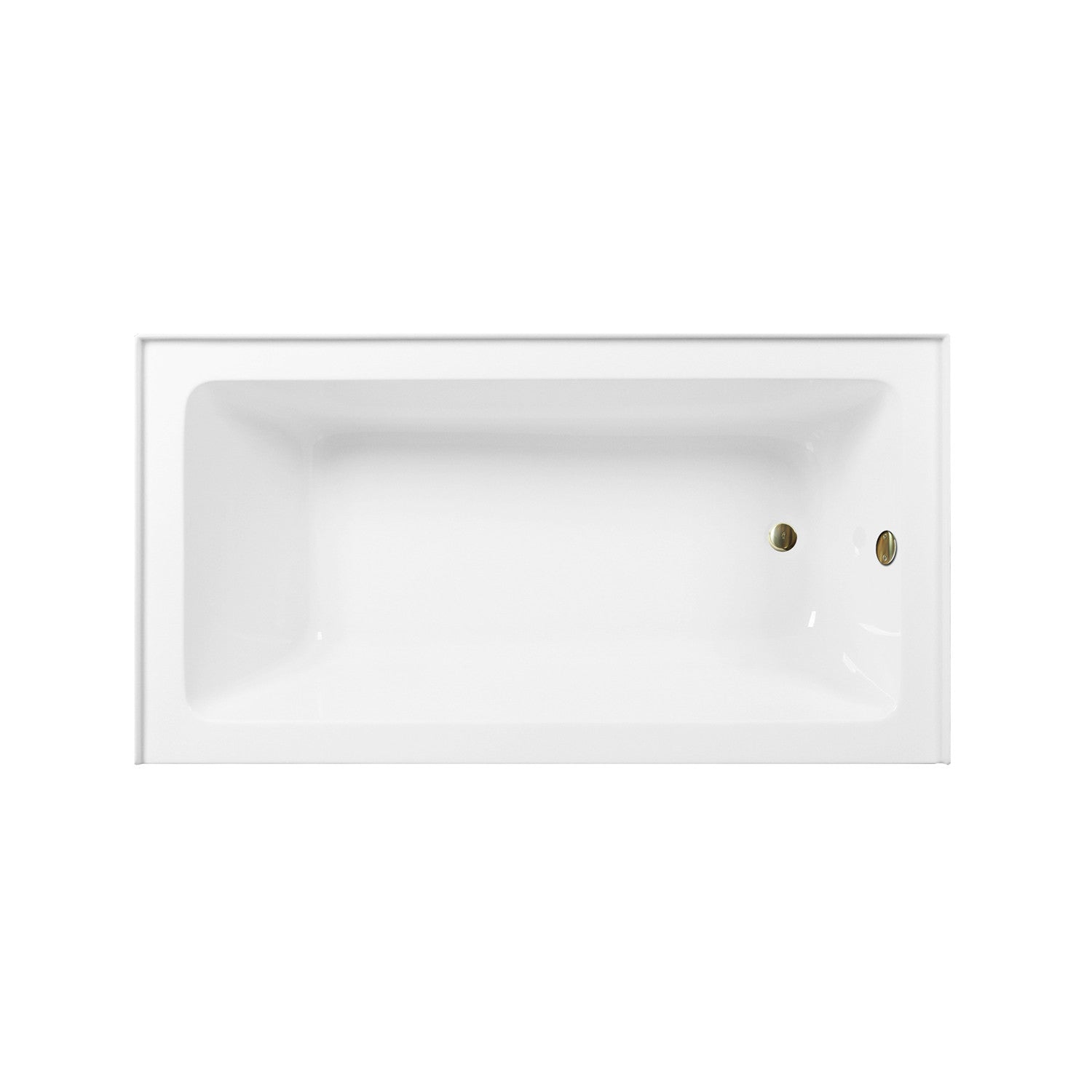 Aqua Eden 60 Inch Acrylic Rectangular 3 Wall Alcove Bathtub - Right Hand Drain, Glossy White with Brushed Brass Finish | Perfect for Modern Bathroom Renovations and Spa-Like Retreats