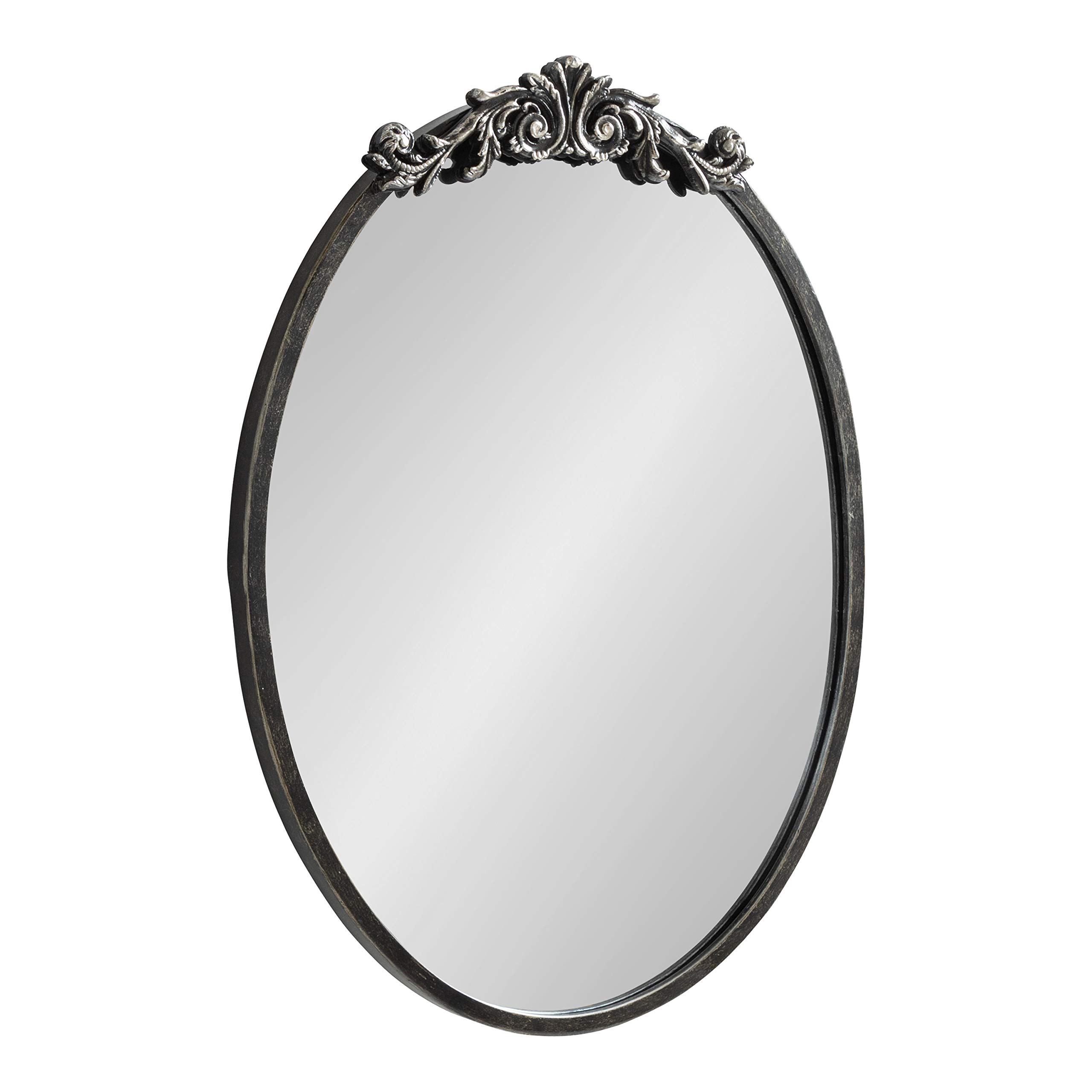 Kate and Laurel Arendahl Ornate Glam Oval Wall Mirror - 18x24 Inches Antique Black - Elegant Bohemian Decor for Living Room, Bedroom & Entryway