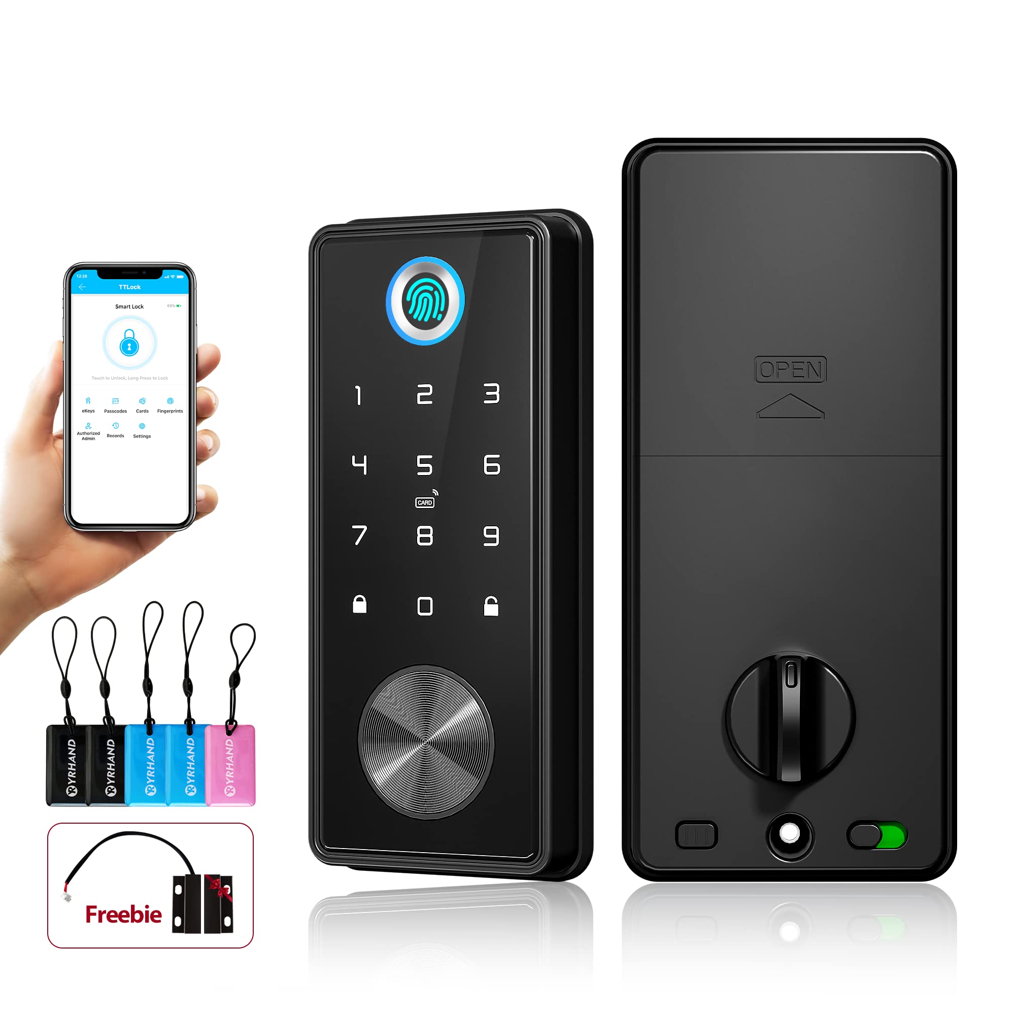 YRHAND Smart Lock Deadbolt - Fingerprint & Keyless Entry Door Lock with Biometric Technology - Secure & Convenient Smart Deadbolt for Front Door - Perfect for Home, Office, and Airbnb Security