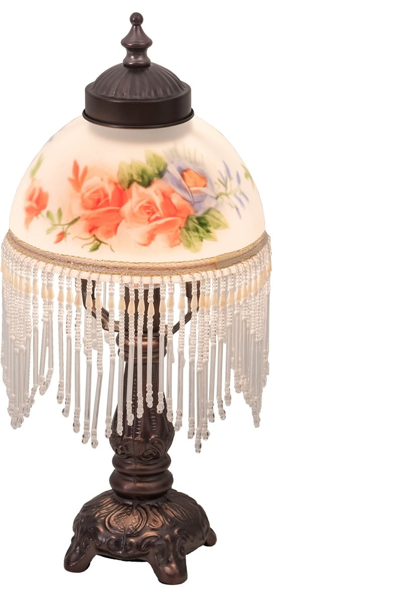 13H Rose Bouquet Fringed Mini Lamp - Romantic Floral Night Light for Bedroom, Wedding Decor, Valentine's Gift, Home Ambiance Lighting
