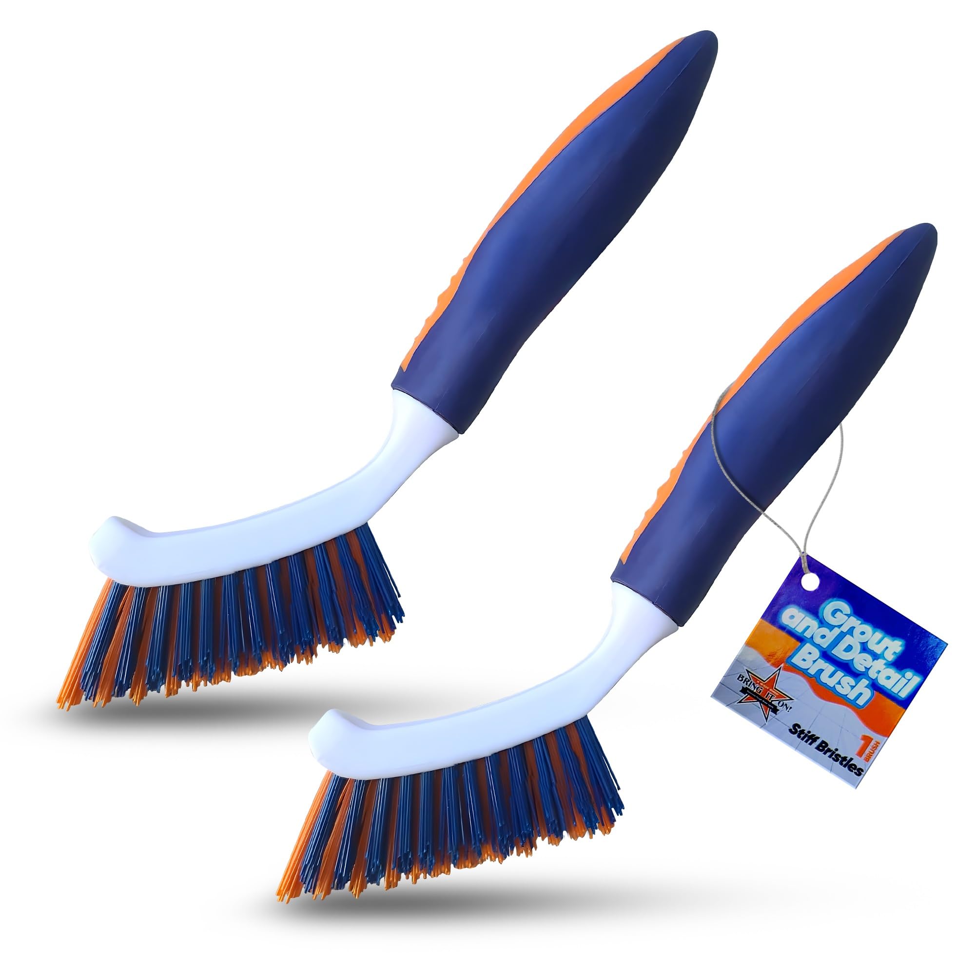 Grout Cleaning Brush with Stiff Nylon Bristles - Heavy Duty 8-inch Tile Scrubber for Bathroom, Kitchen & Corners - 2 Pack Durable Grout Brush for Deep Cleaning Tiles, Showers & Floors - Perfect for Home Cleaning and DIY Projects
