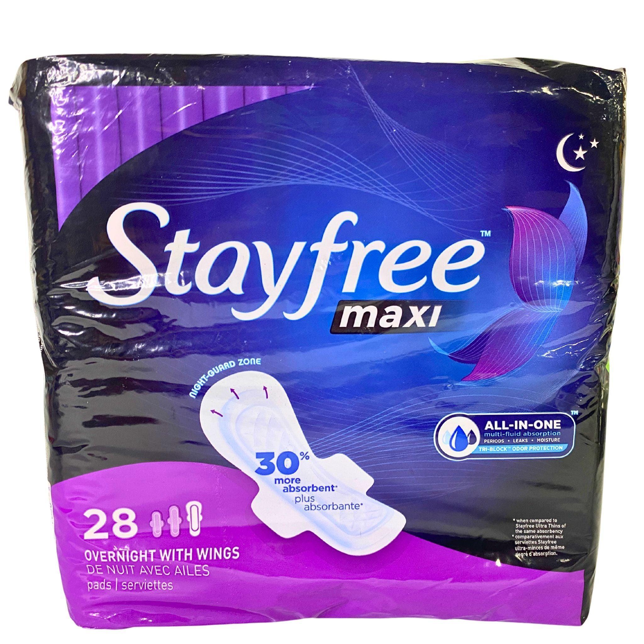 Stayfree Maxi Pads Ultra Thin Overnight Protection - 50 Count Pack | Super Absorbent for Heavy Flow | Comfortable & Leak-Proof | Perfect for Nighttime Use, Travel & Active Lifestyles