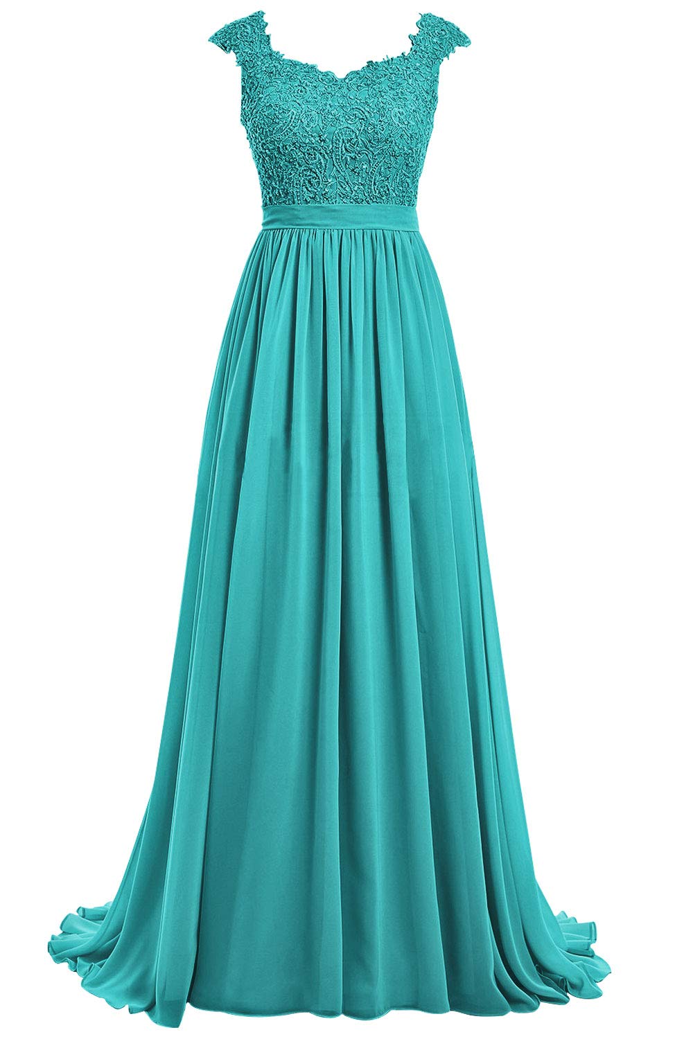 Elegant V-Neck Lace Bridesmaid Dresses | Long Chiffon Prom & Evening Gowns with Cap Sleeves | Perfect for Weddings, Parties & Formal Events