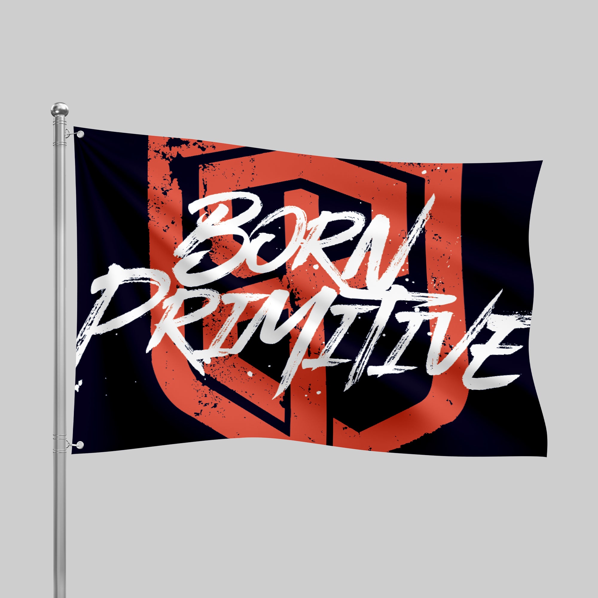 Born Primitive Gym Flag (BP Shield) - Premium Workout & Fitness Banner for CrossFit, Home Gym & Sports Events