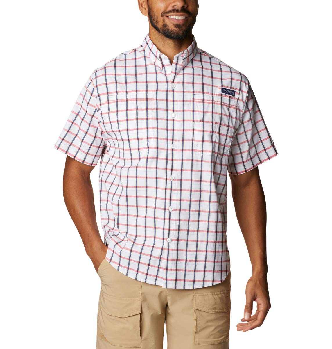 Columbia Men's Super Tamiami Short Sleeve Shirt - UPF 50+ Sun Protection, Quick-Dry & Breathable for Hiking, Fishing & Outdoor Activities