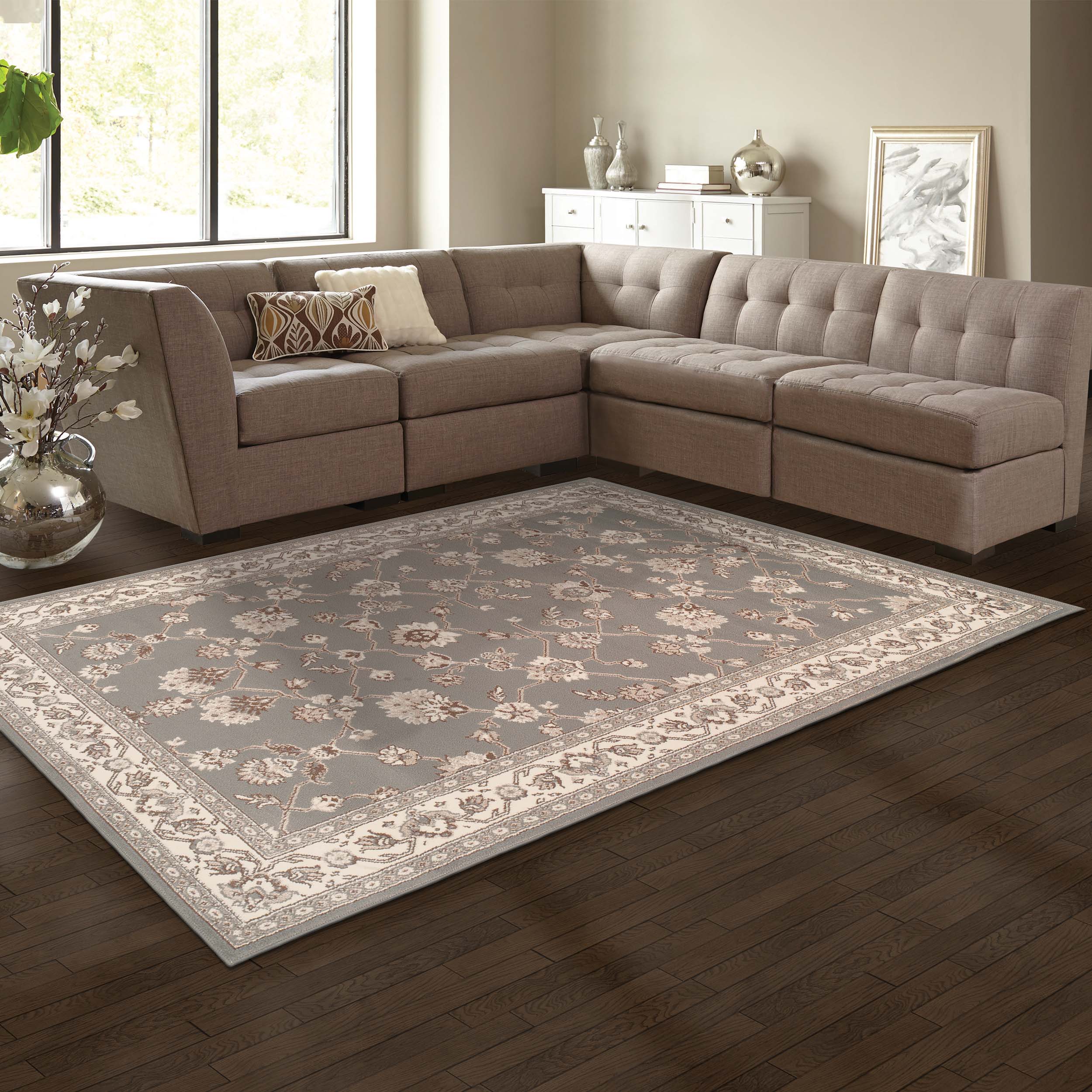 Kingfield Traditional Floral Indoor Area Rug - Non-Slip Soft Living Room Bedroom Runner Carpet - Perfect for Home Decor, Hallway, and Entryway