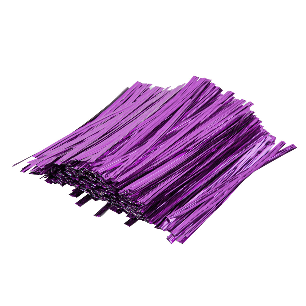 Purple Metallic Twist Ties for Bags - 500 Count Box | Reusable Bag Closures for Food Storage, Gift Wrapping & Organizing