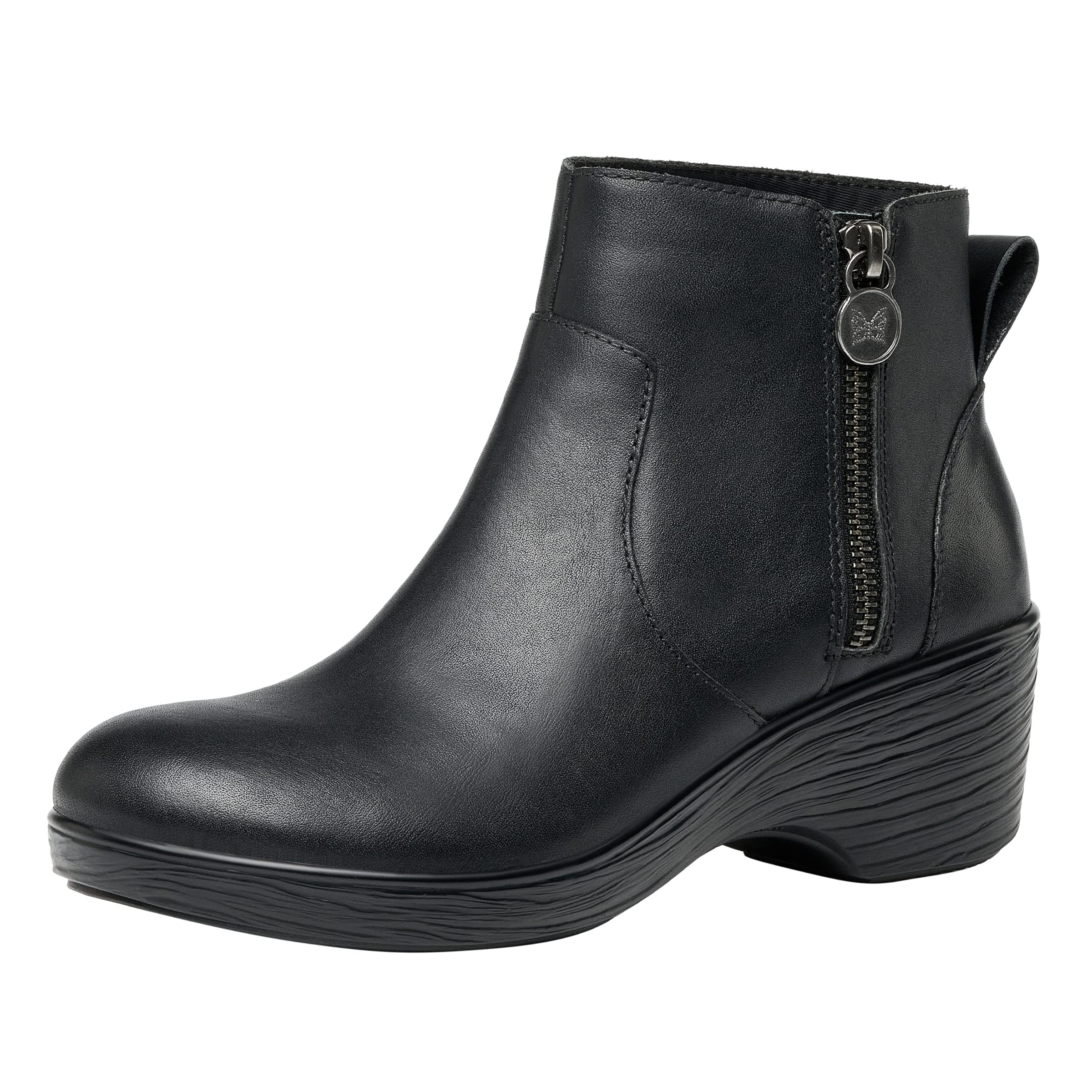 Alegria Serina Women's Leather Wedge Ankle Boots - Comfortable Slip-Resistant Shoes for Work, Nursing & Everyday Wear