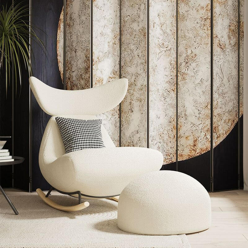 Ergonomic Wooden Rocking Chair with Wingback Design - Perfect for Living Room, Nursery, or Office Relaxation