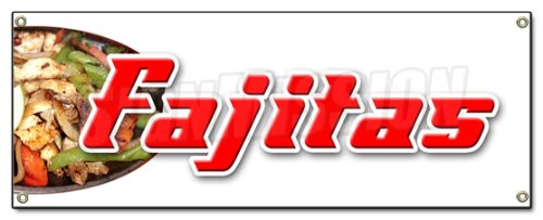 Authentic Mexican Fajitas Banner Sign - Premium Beef Steak & Chicken Tex-Mex Food with Tortillas & Salsa | Perfect for Restaurants, Food Trucks & Mexican-Themed Parties