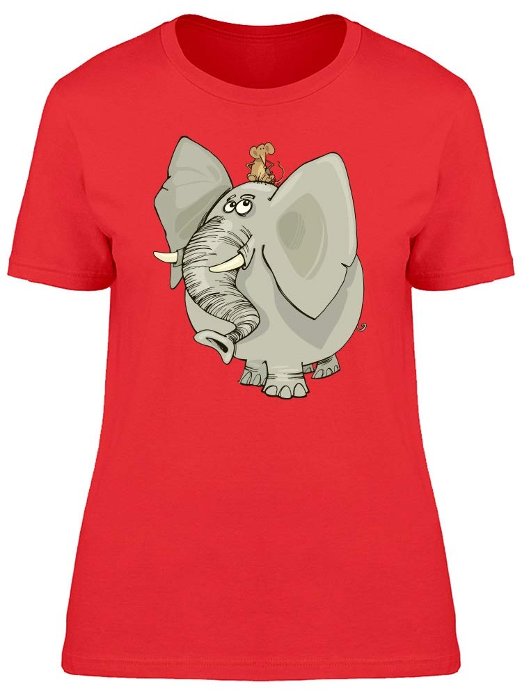 Funny Elephant and Mouse Graphic T-Shirt for Women - Cute Casual Tee for Everyday Wear, Outings & Gifts