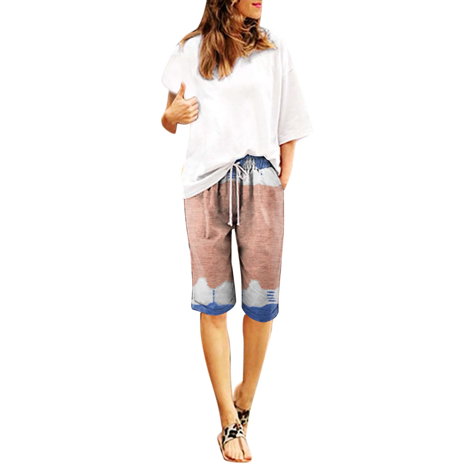 Women's High Waisted Bermuda Shorts with Pockets - Athletic & Casual Wear