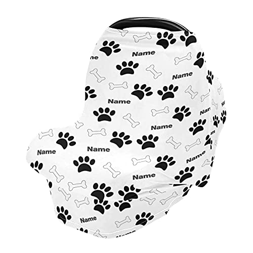Personalized Dog Paw Baby Car Seat Cover for Boys & Girls - Stretchy Infant Car Canopy for Spring, Autumn & Winter - Soft Nursing Cover for Moms - Snug, Warm & Breathable Windproof Protection - Perfect for Road Trips, Daily Commutes & Outdoor Adventures