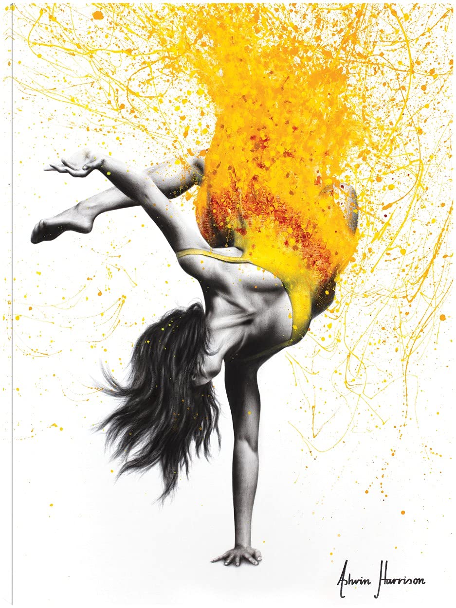 Break Into Dance Fine Art Canvas Wall Decor by Ashvin Harrison - Modern Abstract Painting for Living Room, Bedroom, Office & More - Ready to Hang 32x43 Inches - Perfect for Home Decor, Gifts & Interior Design