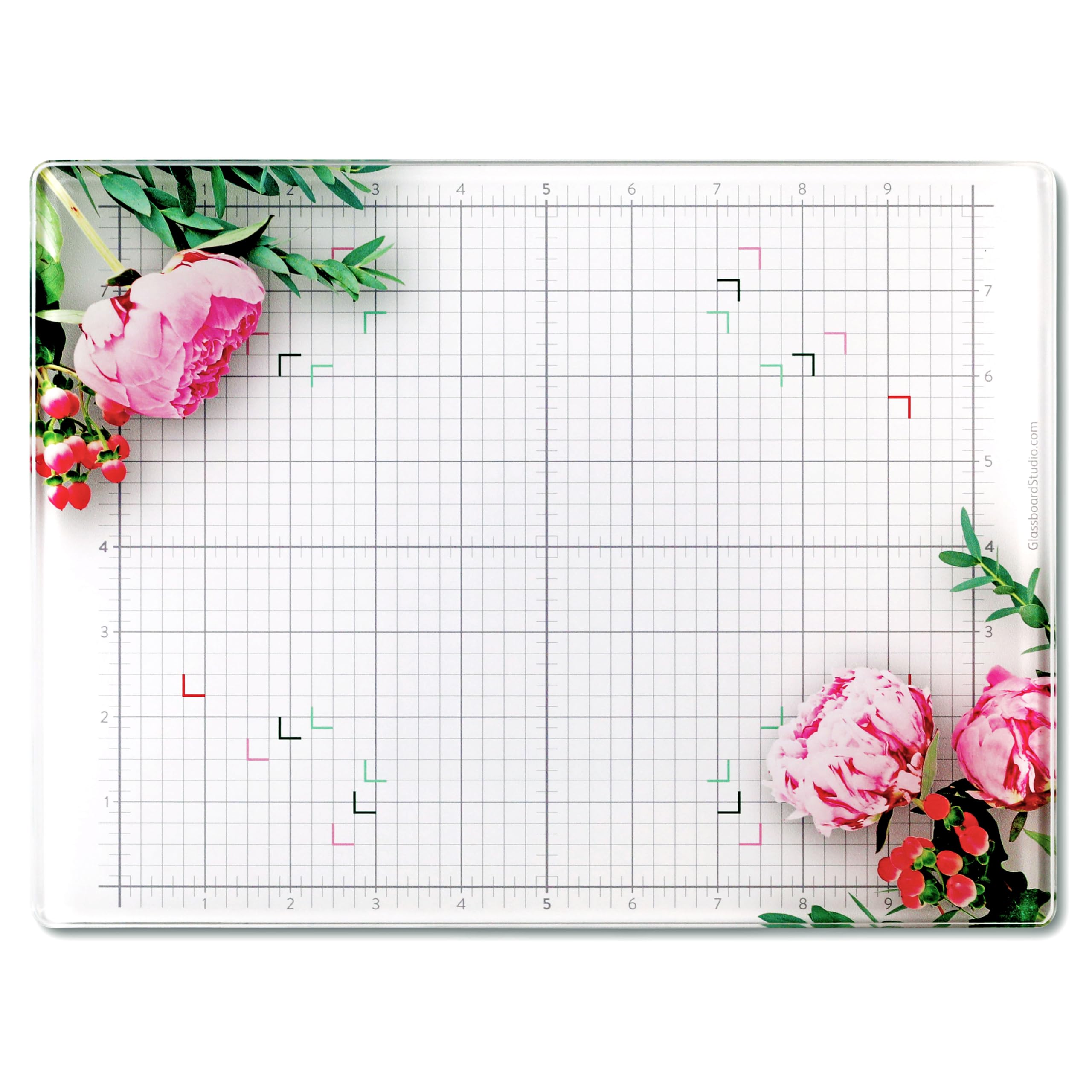 Premium Glass Craft Mat - Magnetic, Heat & Scratch Resistant - 9x12 Inch Non-Slip Art Surface for Mixed Media, Scrapbooking & DIY Projects - Ideal for Painting, Stenciling & Craft Protection (Floral Design)