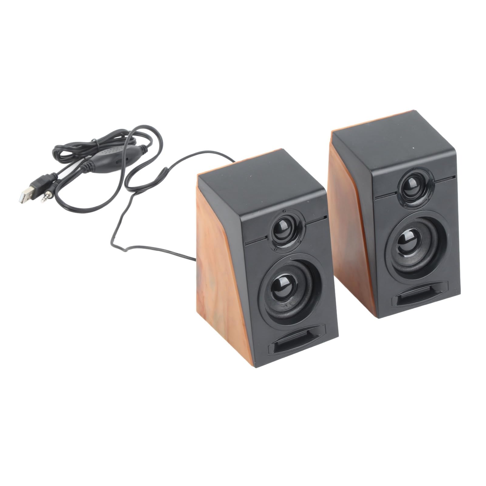 Wired HiFi Computer Speakers with Deep Bass, Wooden Design for Laptops, Phones, and TVs - Perfect for Home Office and Entertainment