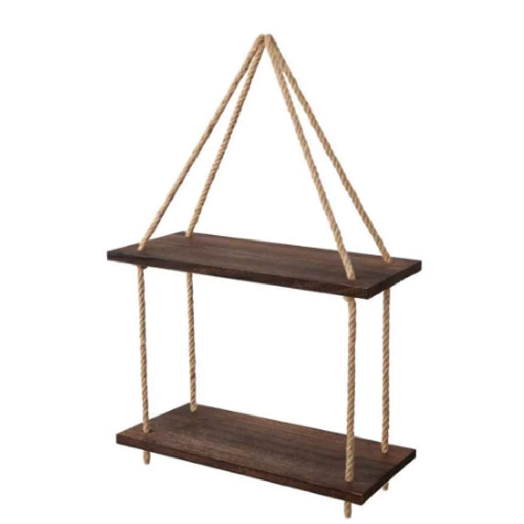 No-Logo WJDWJ Floating Wall Shelves - Rustic Jute Rope Hanging Wooden Shelf for Windows, Home Decor, Plant Display & Photo Storage - Perfect for Living Room, Bedroom, Kitchen & Office Organization