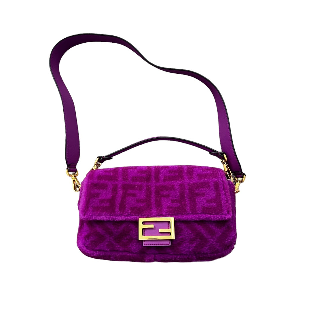 Fendi Pink Shearling Zucca Baguette Bag 2021 - Luxury Designer Shoulder Bag for Women, Perfect for Parties, Dates & Everyday Use