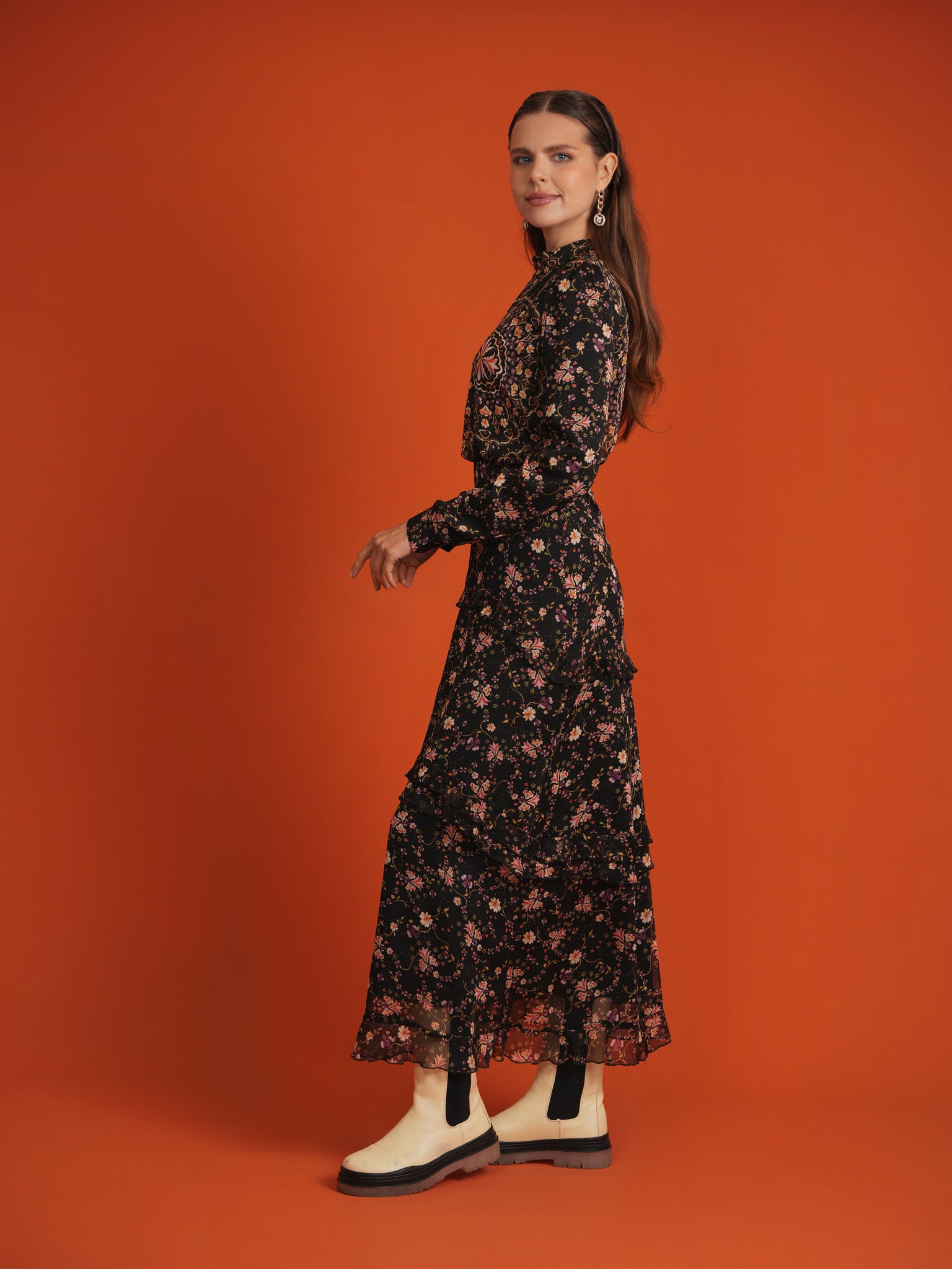 Elegant Tiered Ruffled Dress for Women - Flowy Summer Maxi Dress with Floral Print - Perfect for Beach, Wedding & Party Occasions