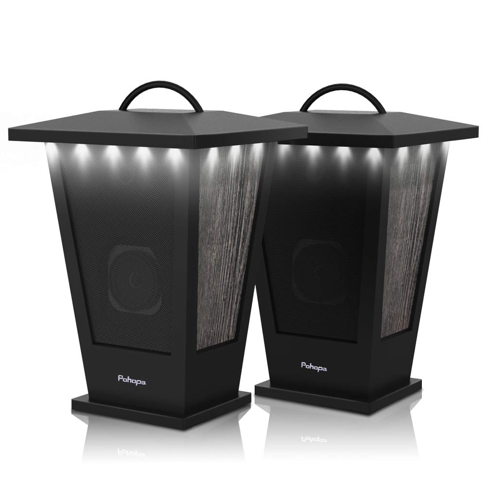 Pohopa EF B210G 2-Pack Wireless Bluetooth Speakers - 20W Stereo Sound, Dual Pairing, 20 LED Lights, Rich Bass - Indoor/Outdoor Use for Parties, Camping, Backyard & Poolside (Black)