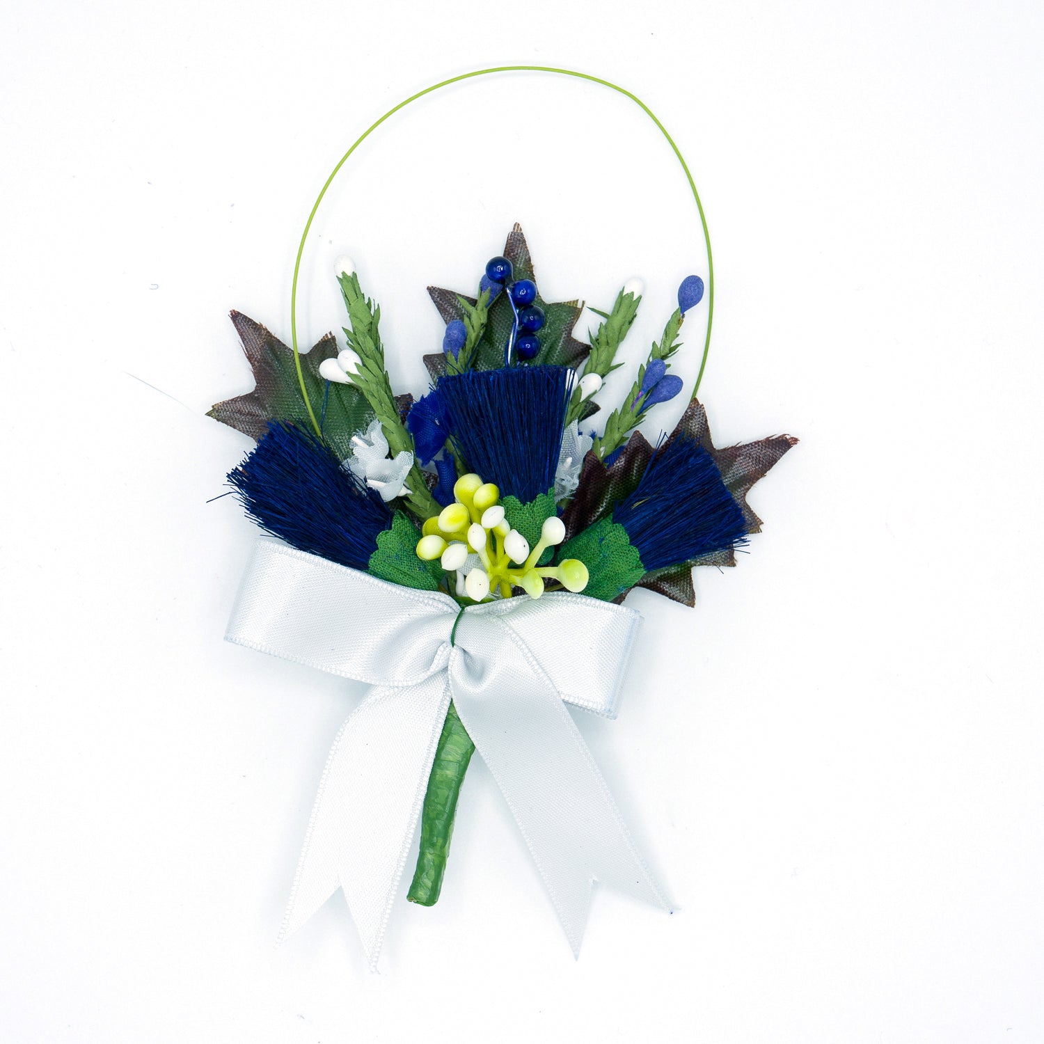 Heather Buttonhole with White Ribbon - Elegant Floral Accessory for Weddings, Prom & Special Events