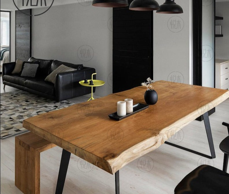FINN Solid Wood Dining Table - Scandinavian Nordic Design Hardwood Conference Table for Home Office & Modern Living Room | Eco-Friendly & Durable