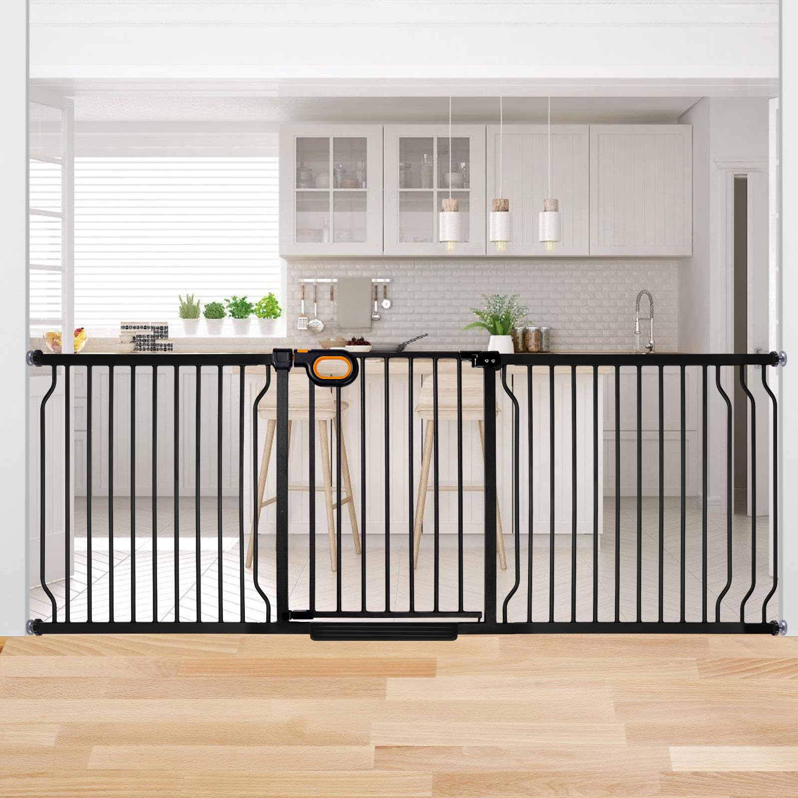 Owlie Extra Wide Baby Gate 75-85 Inch - No Drill Pressure Mount Safety Gate for Stairs, Doorways - Adjustable Indoor Pet Gate (30.5