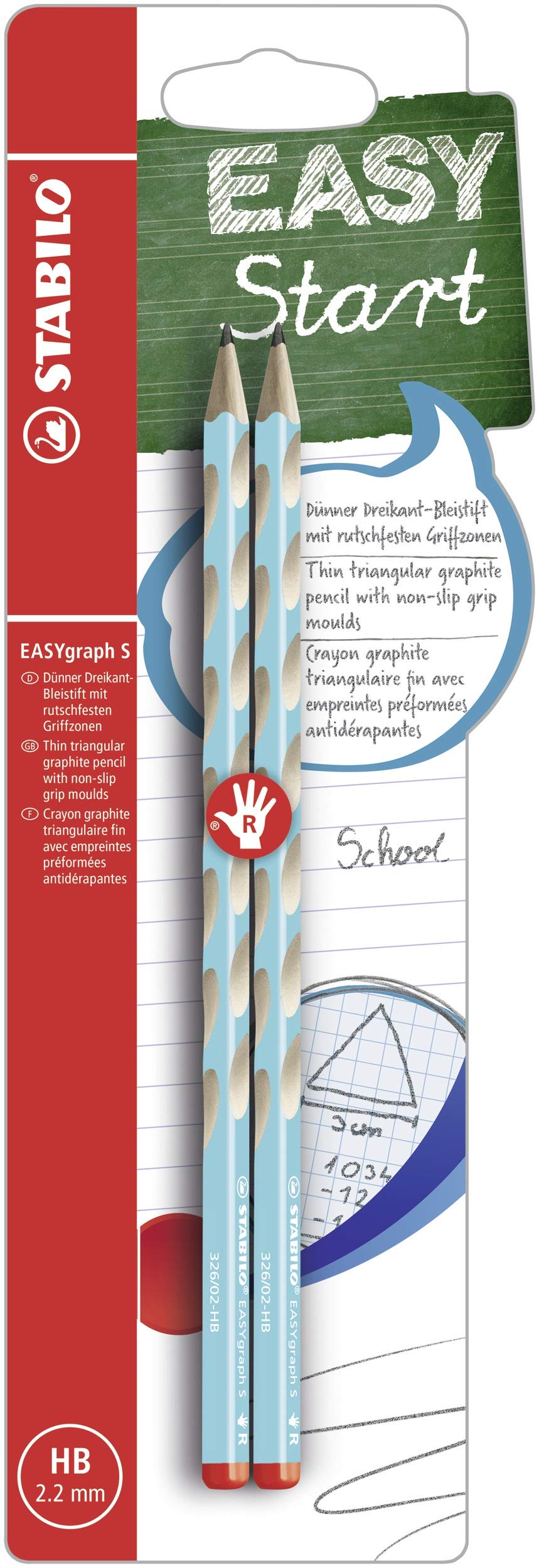 STABILO EASYgraph S Right-Handed Handwriting Pencil - HB Lead, Blue Barrel - Perfect for School, Note Taking & Learning to Write