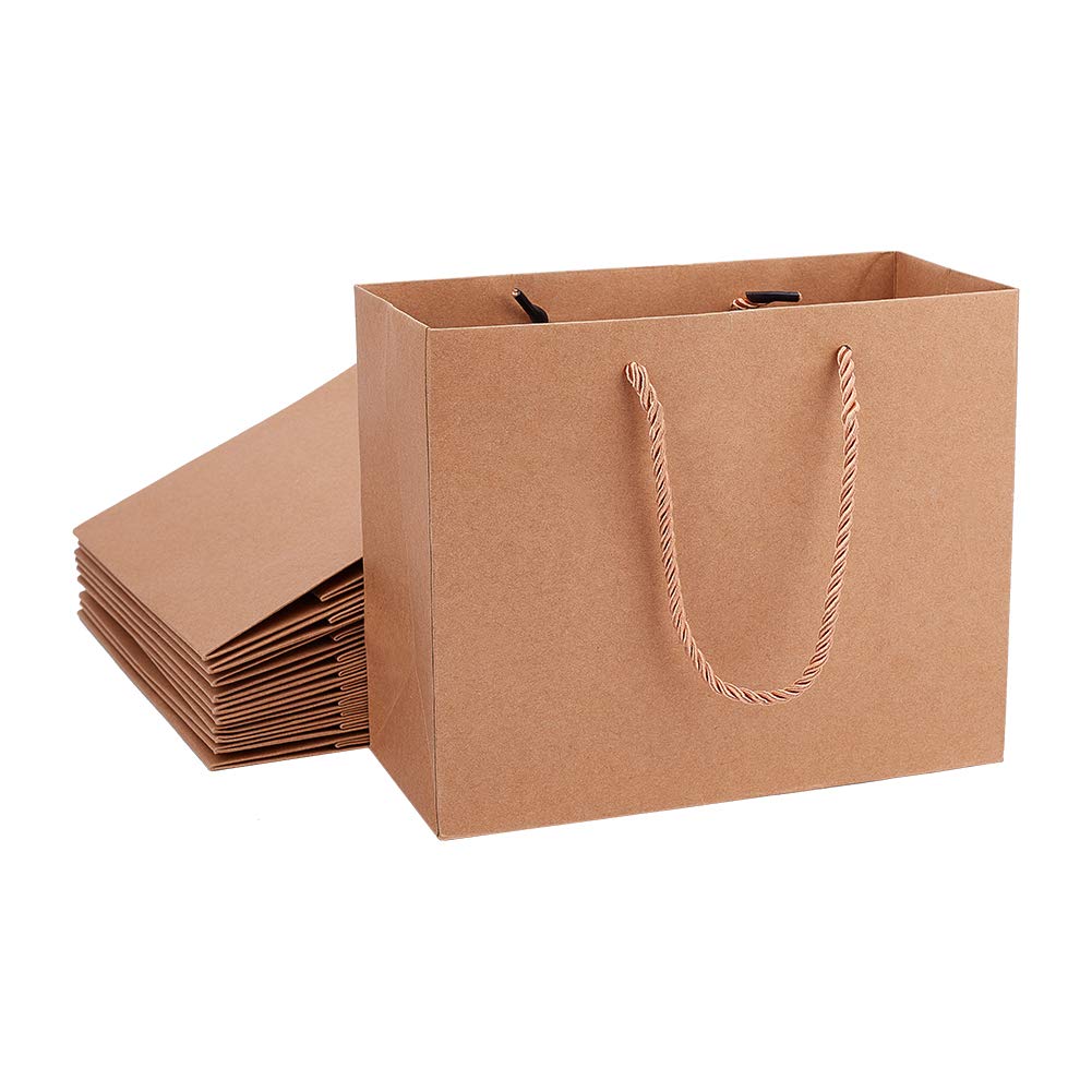 PandaHall 20pcs Kraft Paper Gift Bags with Handles - Eco Friendly Reusable Party Favor Bags for Birthdays, Weddings, Christmas (22x10x18cm) | Perfect for Gift Wrapping, Party Favors, Shopping & Treat Bags