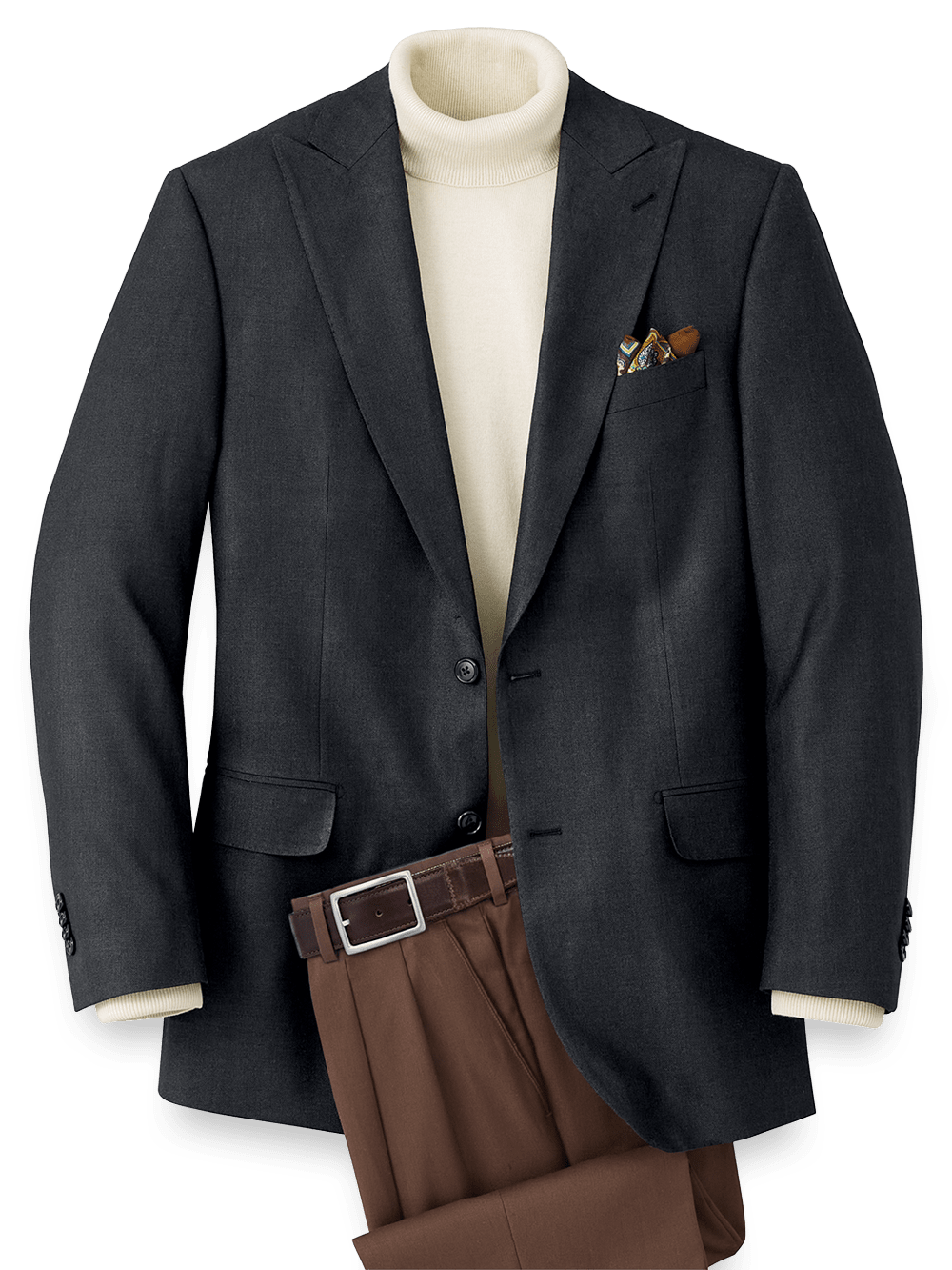 Premium Silk Blend Peak Lapel Sport Coat for Men - Classic Black Business Blazer | Perfect for Weddings, Office Wear & Formal Events