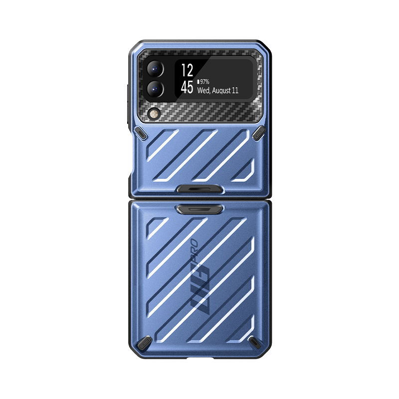 Samsung Galaxy Z Flip 3 Unicorn Beetle Pro Rugged Case with Belt Clip - Heavy Duty Shockproof Cover, Metallic Blue - Perfect for Outdoor, Work & Active Lifestyle Protection