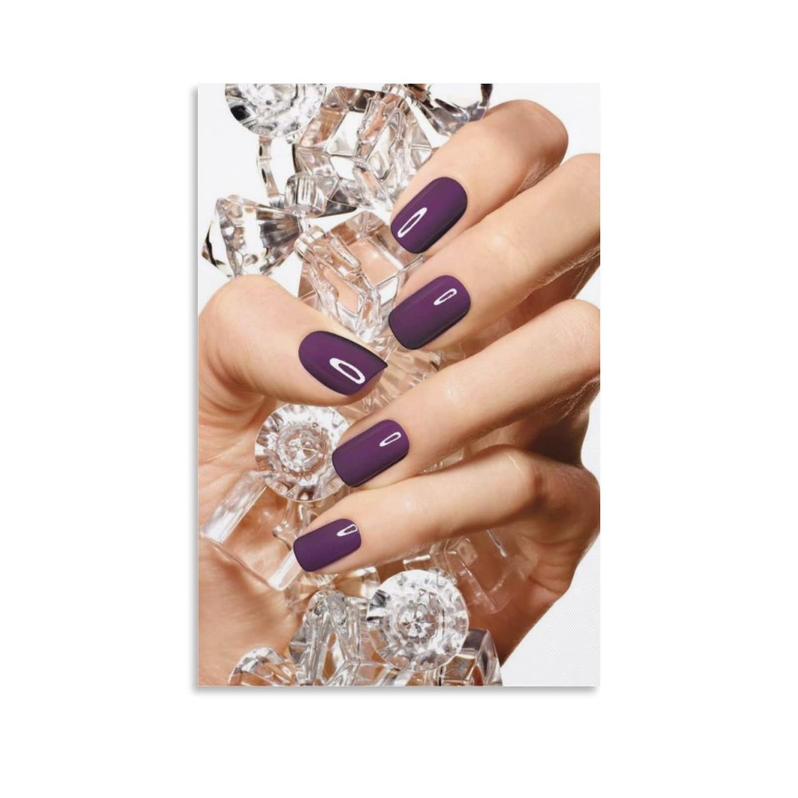 Purple Nail Design Manicure Poster - Professional Nail Salon Decor, Canvas Wall Art Print for Bedroom, Living Room & Bathroom - Perfect for Home Decor, Salon Display & Beauty Studio Inspiration