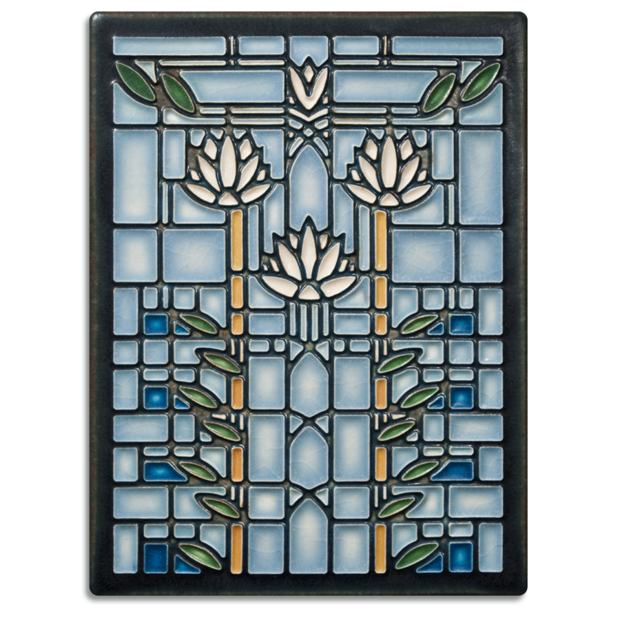 Waterlilies Blue Ceramic Tile 6x8 Inches - Perfect for Kitchen Backsplash, Bathroom Wall Decor & DIY Home Projects