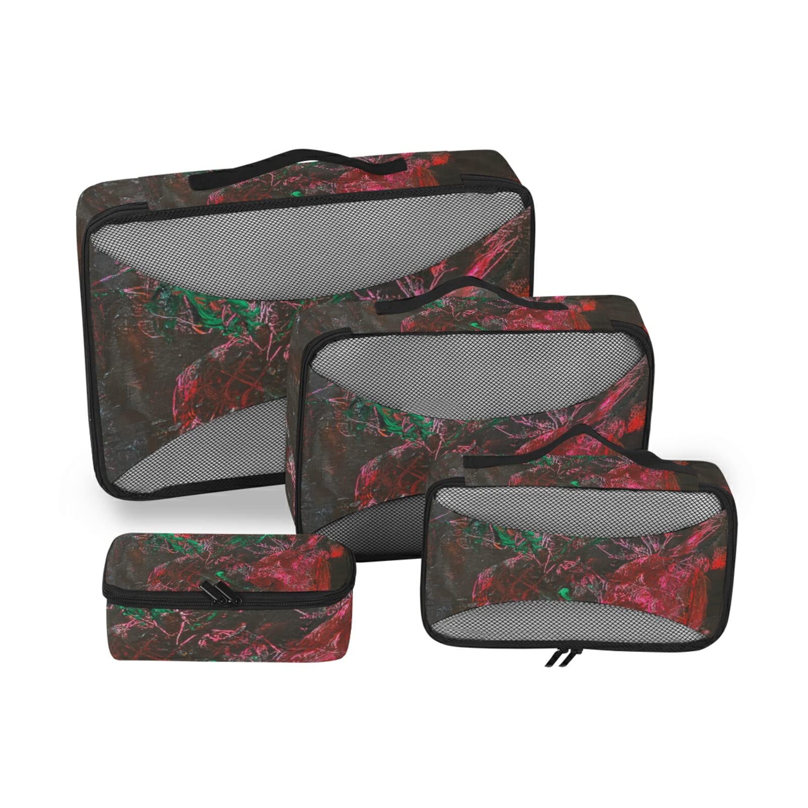 Dark Pineapple Travel Packing Cubes Set - 4 Sizes for Luggage, Toiletry & Laundry Organization | Packable Storage Bags for Women & Kids | Perfect for Vacation, Business Trips & Weekend Getaways