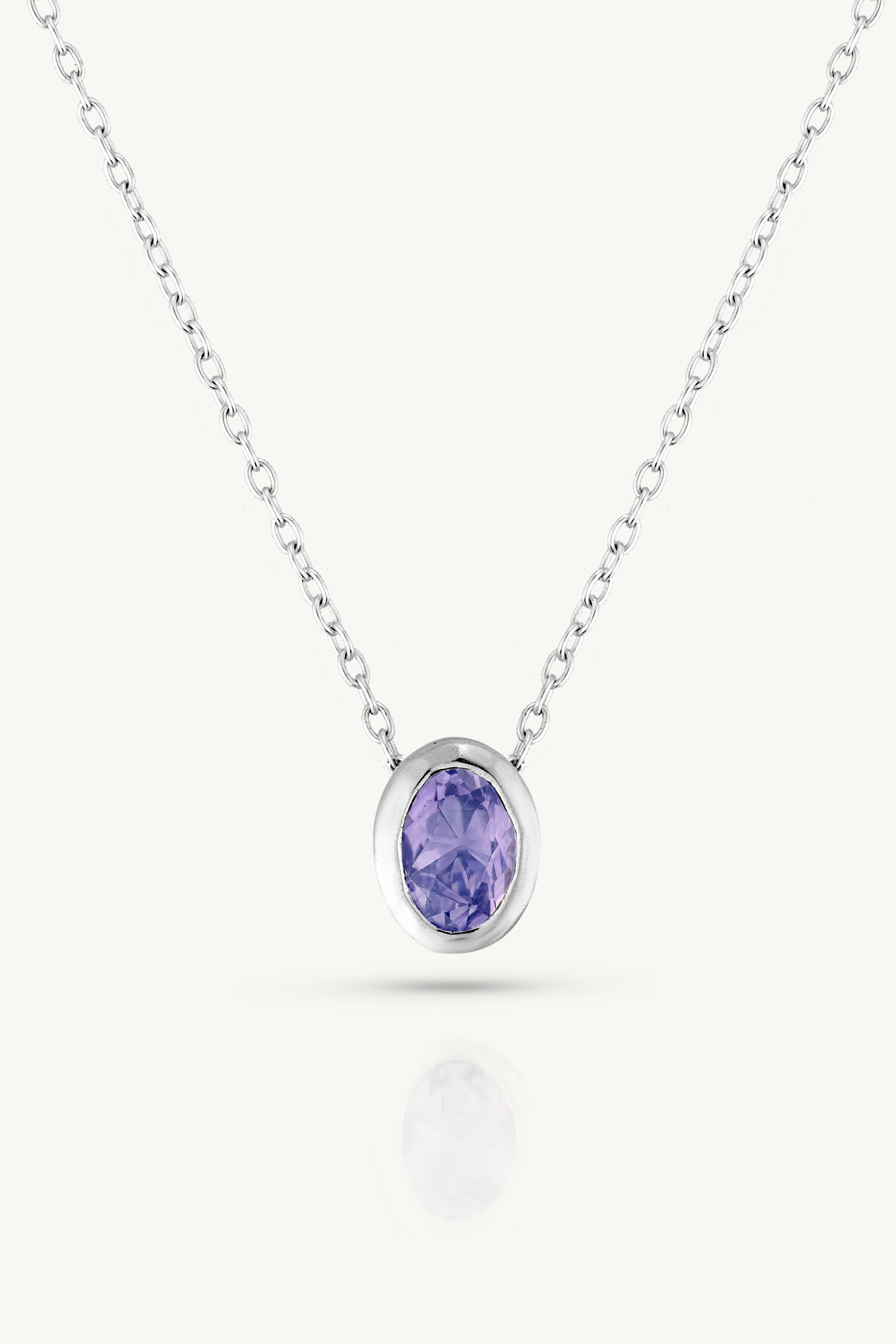 December Tanzanite Silver Oval Birthstone Necklace - Elegant Jewelry Gift for Women, Birthday, Anniversary & Special Occasions